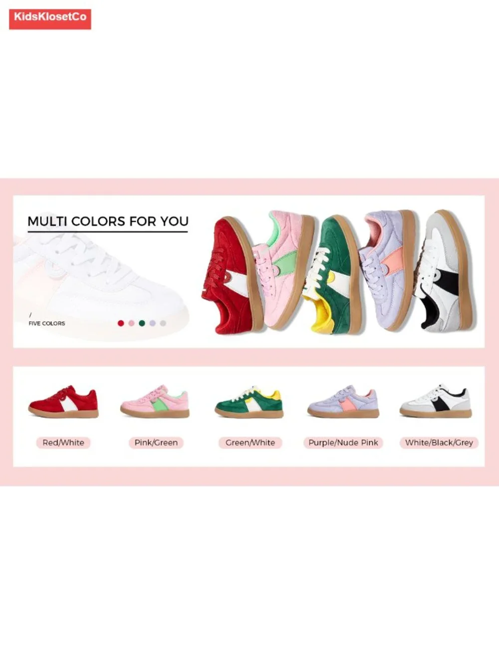 Boys Girls Retro Sneakers Casual Fashion Low Top Lace-Up School Classic